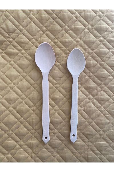 UNDERGROUND TRADE 2-Piece Dining Utensils - 2 Size Spoons - Wooden Spoons - (26cm-28cm)