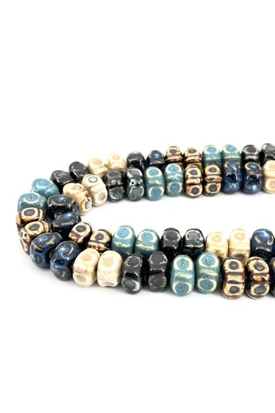 Selvi Konsept Otantik Seramik Takı Boncuğu Benekli Küp Karışık Renkli 14 Mm 5...