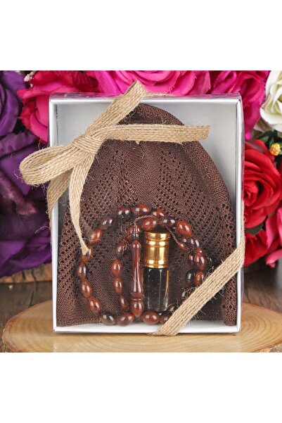 İkranur Δώρο Κεφαλήριο, Προσευχήρια 33 τεμαχίων, Αλκοολούχο ουίσιμο 3 ml Ακετάτη σε κουτί 12*15 cm 261 γραμμάρια-Καφέ