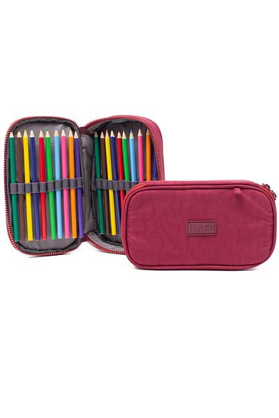 KAFF 01110 Claret Red Crinkle Fabric Αδιάβροχη θήκη μολυβιού Organizer με θήκη για στυλό