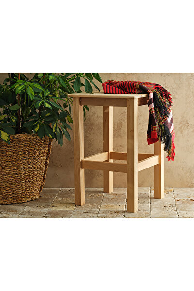 Ulu Ahşap Klasik Ahşap Tabure 45 cm