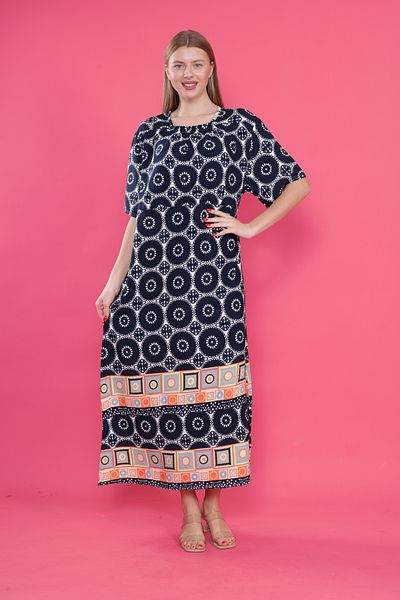 mervemoda Γυναικείο υφαντό κοντομάνικο φόρεμα