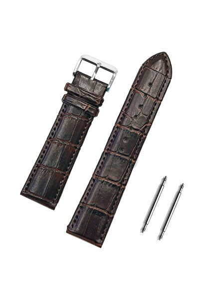 Saatse 20mm Koyu Kahverengi Deri Saat Kordonu Antialerjik Kayış