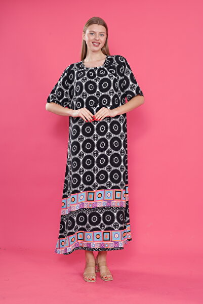 mervemoda Γυναικείο υφαντό κοντομάνικο φόρεμα