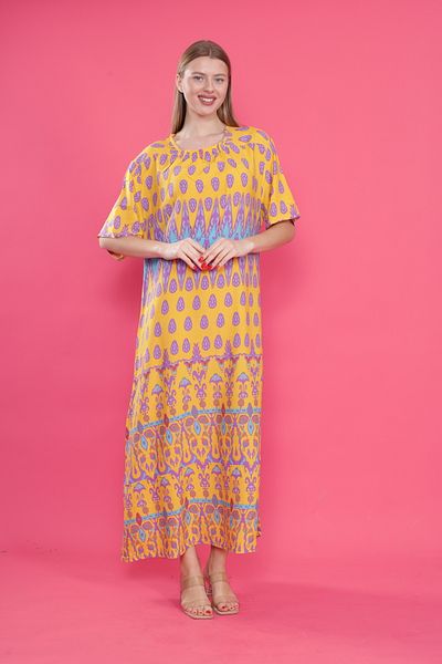 mervemoda COPY - Γυναικείο κοντομάνικο υφαντό φόρεμα