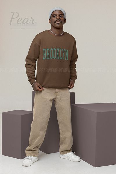 Pear Wear Мъжки суитшърт с голям размер и принт Brooklyn