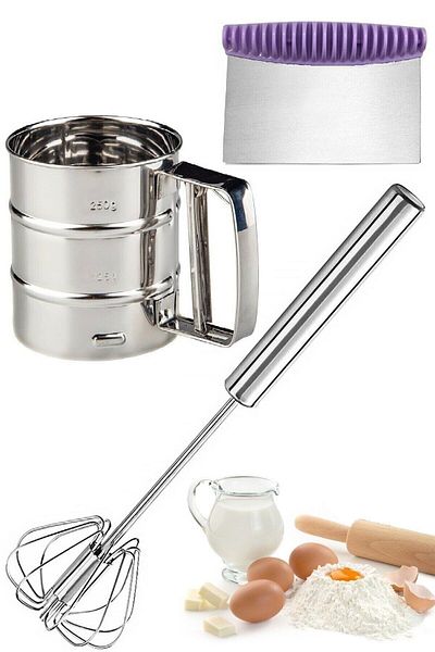 UNDERGROUND TRADE Flour Sieve Cocoa Powder Sifting Set