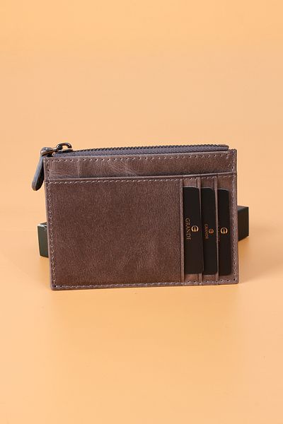 Grande 853 Unisex γνήσιο δέρμα λεπτή θήκη για κάρτες CRAZY GREY