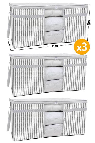 Serstil 3 Pieces - Pillow Quilt Scrap with Window 75 X 40 X 40cm - Gray Rope Pattern