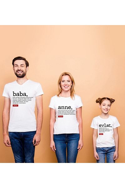 Yaprak Hediyelik Mother Father Son Combination Family T-Shirt