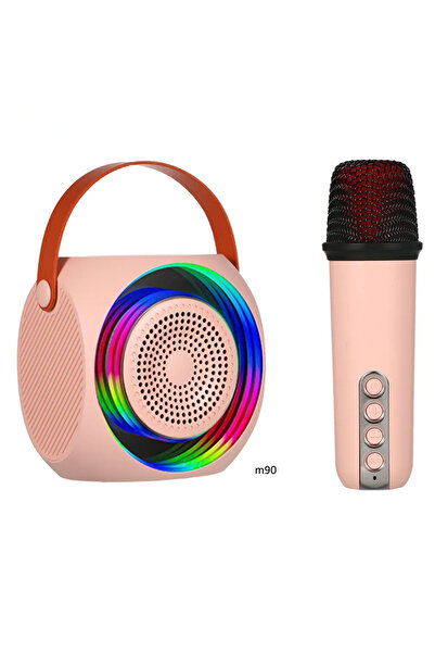 M90 RGB Kablosuz Mikrofonlu Bluetooth Hoparlör, RGB LED, Mini Parti, Kareoke, Youtuber,