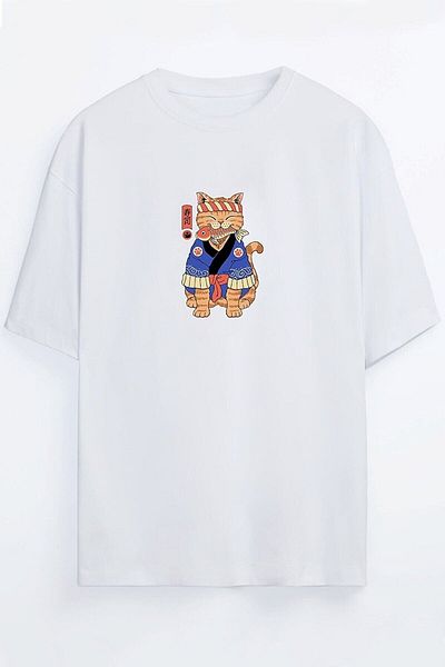 Yaprak Hediyelik Tricou alb unisex cu imprimeu Anime Cat