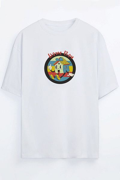 Yaprak Hediyelik Home Boy Printed Unisex White T-shirt