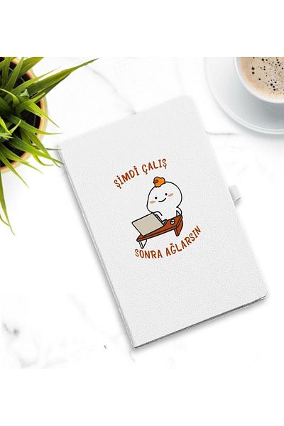 Yaprak Hediyelik Work Now Then You Cry Printed White Agenda