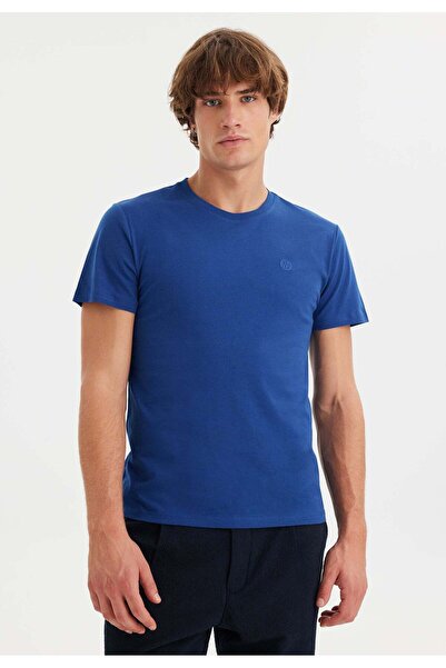 WESTMARK LONDON Σκούρο μπλε ανδρικό μπλουζάκι από βαμβακερό λαιμόκοψη κανονική εφαρμογή VITAL