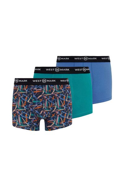 WESTMARK LONDON Мъжки боксерки от 3 части в зелено-синьо с шарки OSCAR WINTER ICONS