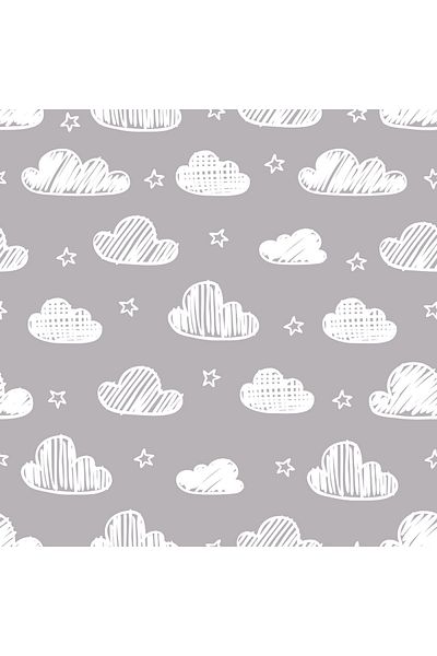 Dekoros Cloud Pattern Adhesive Foil, Gray Baby, Children's Room, Water Resistant Table, Furniture Covering 1226