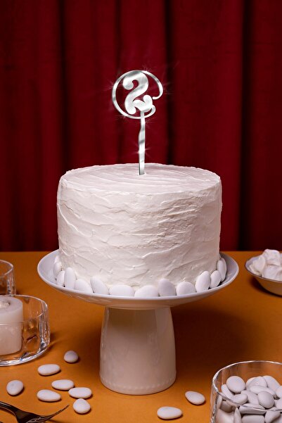 Artikel غطاء كعكة بمرآة من القطيفة باللون الفضي بعمر عامين وحفلات أعياد الميل...