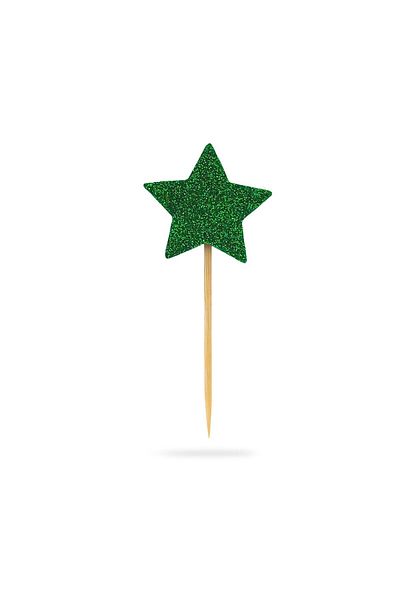 Artikel Green Star Glitter Eva Toothpick Cupcake Toppers Cupcake Stick 12 Pieces