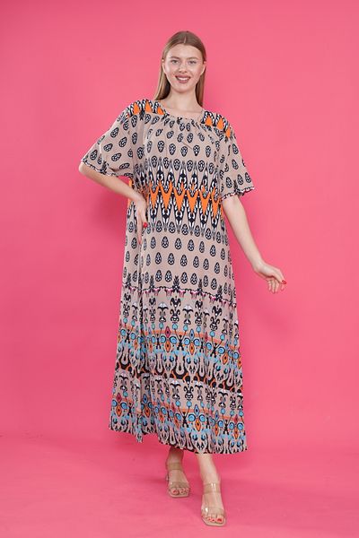 mervemoda Γυναικείο κοντομάνικο υφαντό φόρεμα