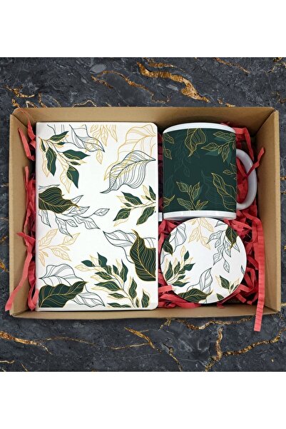 Yaprak Hediyelik Yaprak Desenli Delüx Hediye Seti