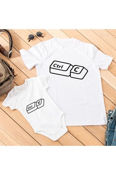 Yaprak Hediyelik Copy Paste Designed Baby Bodysuit T-shirt Set