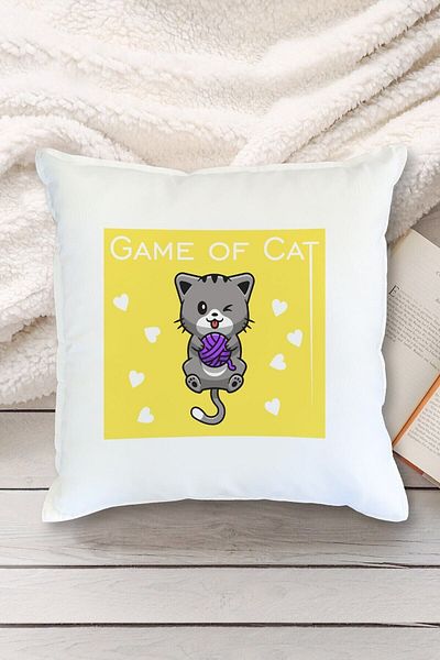 Yaprak Hediyelik Game Of Cat Cat Designed Pillow
