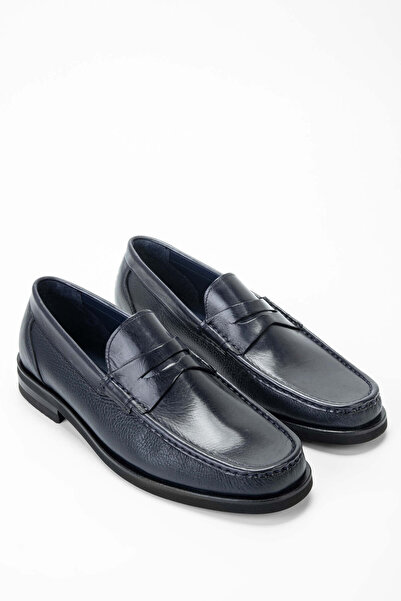 Tamer Tanca Erkek Hakiki Deri Lacivert Loafer Ayakkabı