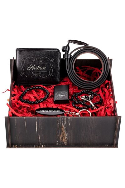 Yaprak Hediyelik Ahşap Hediye Kutusunda Cüzdan Kemer Çakmak Anahtarlık Tespih...