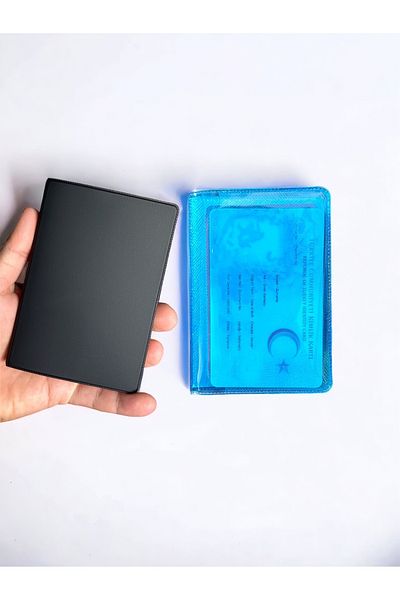Gempo Premium Vinlex Leather Passport Case Passport Cover + Neon Blue Multi-Eye Unisex Wallet Card Holder