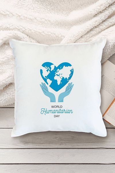 Yaprak Hediyelik World Human Aid Day Designed Pillow