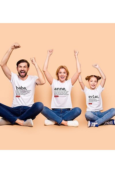 Yaprak Hediyelik Mother Father Son Combination Family T-Shirt
