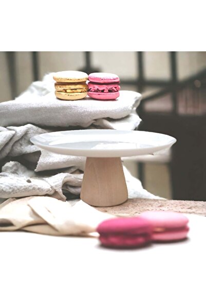 Akayev Wooden Conical Stand White 27 cm Presentation Cake and Pastry Stand Fruit Holder