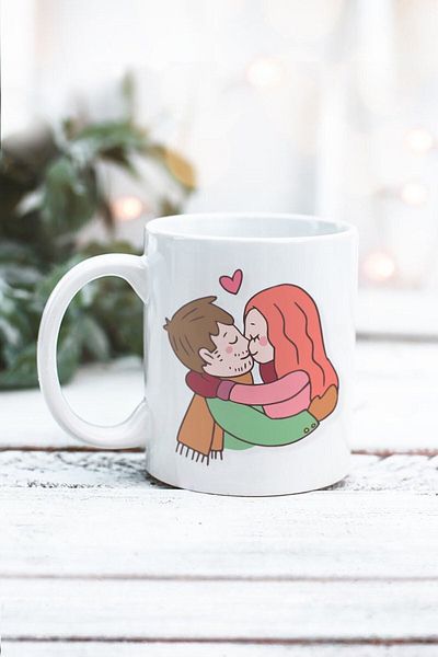 Yaprak Hediyelik كوب بتصميم قبلة عيد الحب