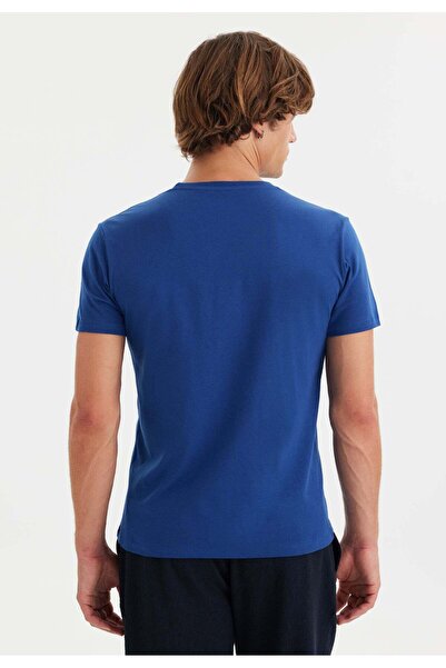 WESTMARK LONDON Σκούρο μπλε ανδρικό μπλουζάκι από βαμβακερό λαιμόκοψη κανονική εφαρμογή VITAL