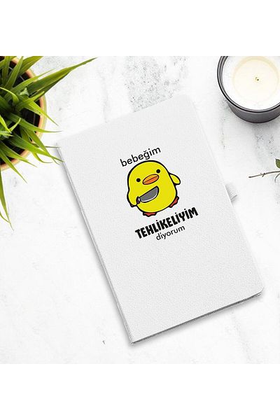 Yaprak Hediyelik I Say My Baby Is Dangerous Printed White Agenda