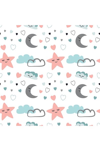 Dekoros Cute Crescent Star Shaped Adhesive Foil, Erasable Children's Room and Furniture Covering Foil 1224
