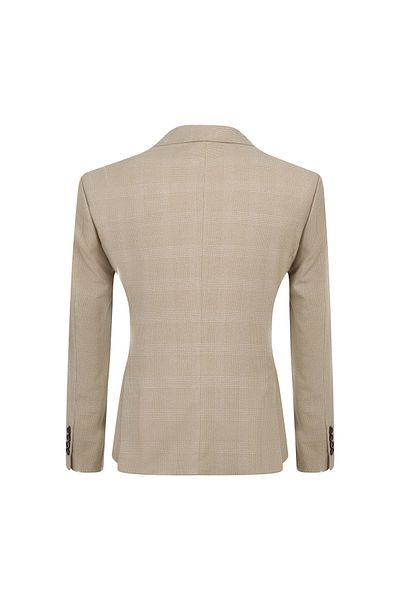 ACTUAL Μπεζ Blazer Slim Fit Μονό Μπουφάν - 7149 R3