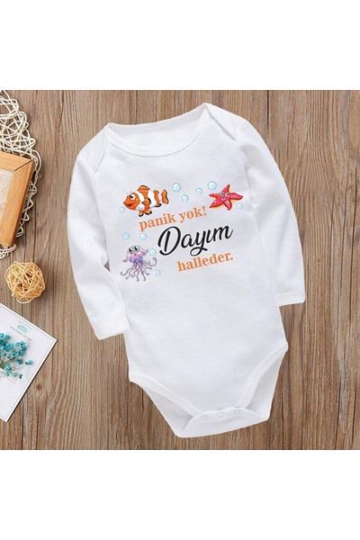 Yaprak Hediyelik No Panic, My Uncle Will Handle It Written Baby Bodysuit