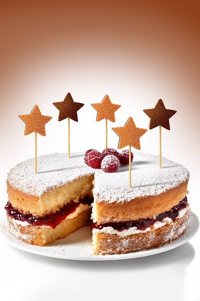 Artikel Orange-brown Double Sided Star Glitter Eva Toothpick Cupcake Toppers Cupcake Stick 12 Pieces