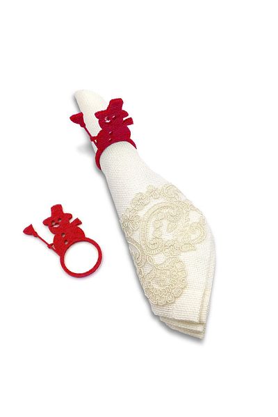 Artikel 6 Pieces Red Snowman Pattern, New Year Decorative Napkin Ring, New Year Table Accessory, Dec