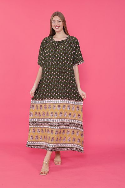 mervemoda Γυναικείο κοντομάνικο υφαντό φόρεμα