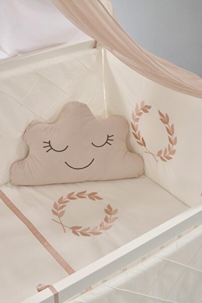 Meltem Smart Kral Anne Yanı Ahşap Sallanır Beşik 60x120 cm (beyaz-motto pudra)