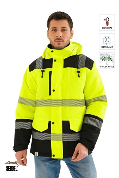 Şensel معطف عاكس، أصفر-أسود -61e965- مقاوم للماء والرياح، مناسب للطباعة