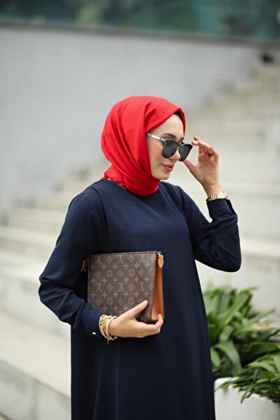 NS Moda Hijab Ayrobin Hera Dress Navy Blue Model-508