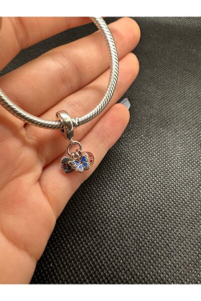 Alessa Beauty İki Renkli Gökkuşağı Kalp, Kelebek ve Barış Üçlü Sallantılı Charm