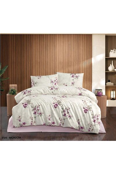 Taç Crystal Double Terry Cotton Eva Plum Duvet Cover Set