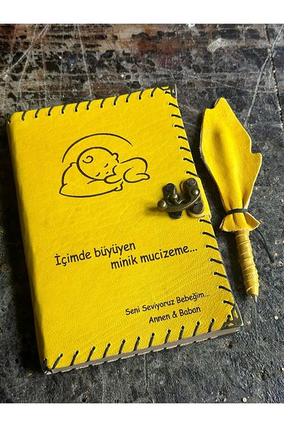 zarif atölye Newborn Baby, Birth Mother Gift Leather Notebook