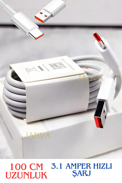 Janva Xıaomi Type-c Android Uyumlu Hızlı Şarj Kablosu 100 cm 3.1 A Redmi K30 ...