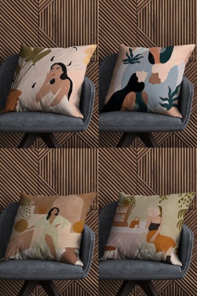 fdm desıgn غطاء وسادة مزخرف بتصميم خاص مطبوع على الوجهين، مجموعة من 4 قطع